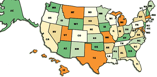 Map of United States courtesy of www.50states.com